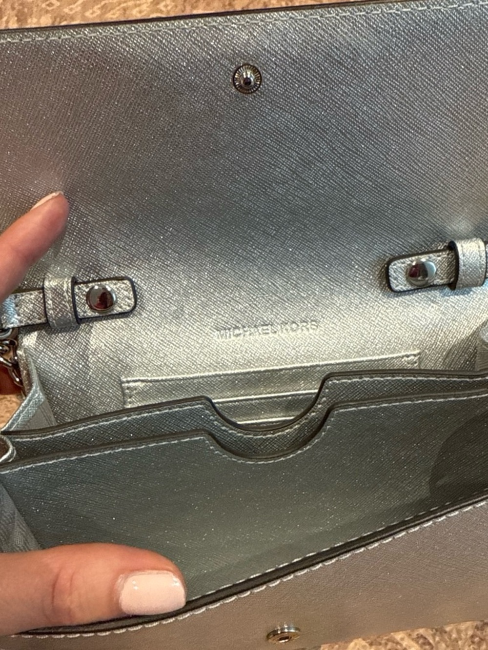 Michael Kors Silver Leather Mini Bag - Picture 3 of 3
